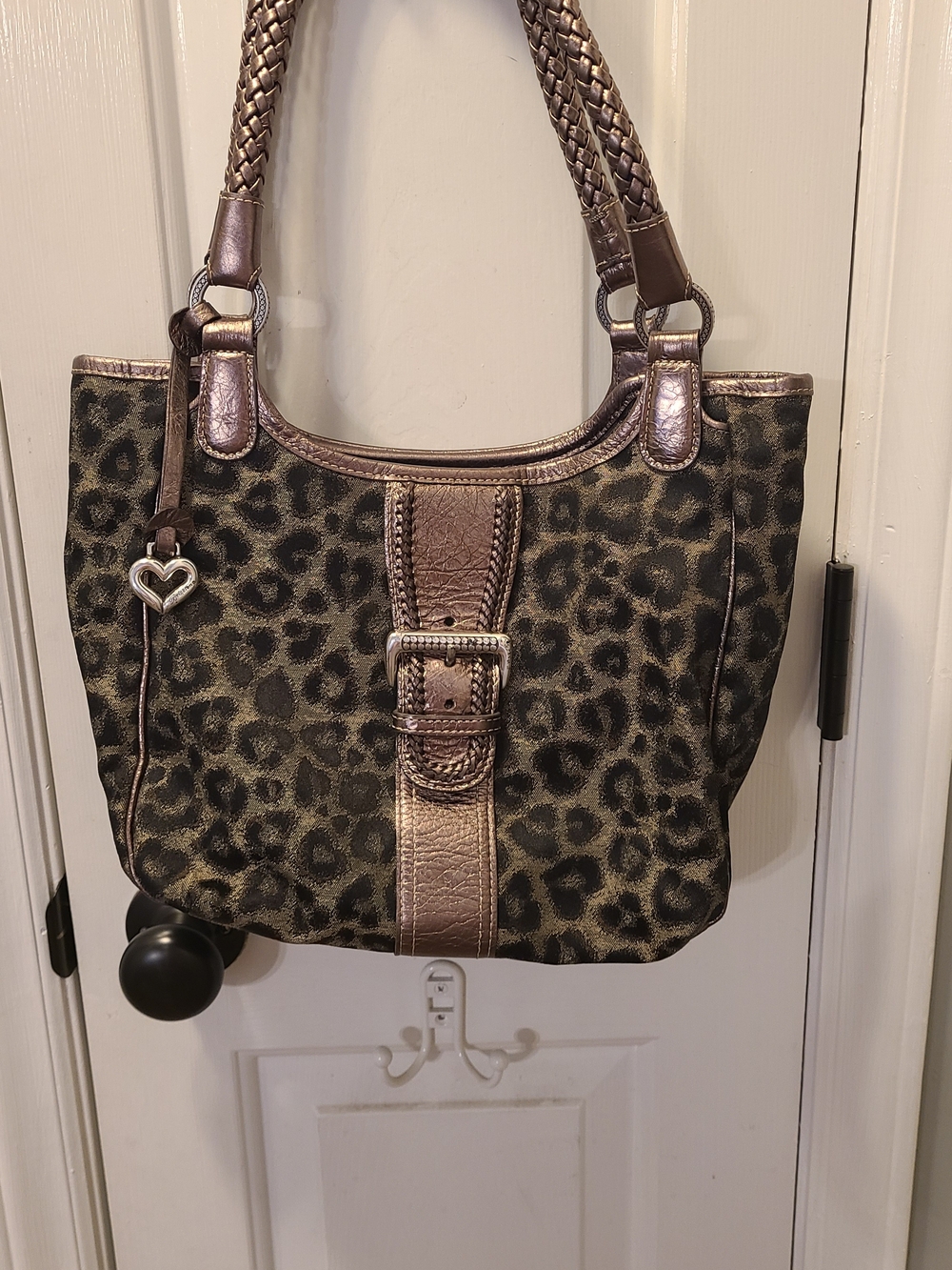 Brighton Leopard Print Tote Bag with Metallic Bronze Trim